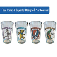 Grateful Dead Retro Pint Glass Set 4 Pack 16 oz