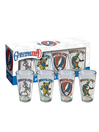 Grateful Dead Retro Pint Glass Set 4 Pack 16 oz